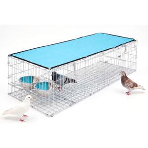 35 x 16 x 8 Inch Foldable Large Pigeon Trap Cage up to 12 Birds, Water Container & Food Pan, Pigeon Trap with 3 One-way Doors, Shade, Collapsible & Portable for Outdoor Use, Humane Bird Control