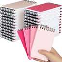 48 Pcs Small Pocket Notebooks Bulk, 3 x 5 Inch Pocket Spiral Notepads with Lined Pages Mini Notepad Spiral Notebooks for School Office Home Supplies Gift 4 Assorted Colors(Pink)