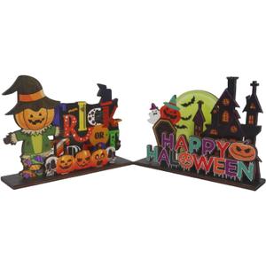 2 x 2PCS Halloween Decorations IndoorHalloween Party Supplies,Home Office Decor(Scarecrow, Pumpkin, Castle, Bat, Skull)