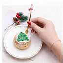 Christmas Cutlery Set of 6 Pieces - 3 Gold Spoons & 3 Forks, Stainless Steel Dessert Utensils with Gift Box for Holiday Party