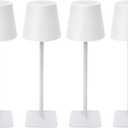2-Pack Rechargeable Cordless Table Lamps, Battery-Operated Wireless Minimalist Table Lamp, 3 Colors Stepless Dimming LED Adjustable Height Table Lamp for Dining/Bedside/Camping (4, White)