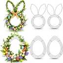 6 Pcs 16 Inch Easter Wire Wreath Frame Egg Rabbit Wreath Frame Metal Garland DIY Craft Egg Rabbit Mental Form for Easter Indoor Outdoor Porch Wall Flower Garland Decor