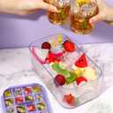 Doonly Easy Release Ice Cube Tray with Lid and Bin, 2 Pack Ice Cube Trays for Freezer, 64 Pcs Ice Trays for Whiskey Cocktail, Tea, Coffee (Purple)