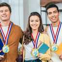 30 Pcs Gold Medal for Award Bulk Winner Award Medal with Neck Ribbon Trophy Prize for Student Kid Education Competition Event Winner
