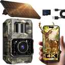 MAXDONE Solar WiFi Trail Camera Bluetooth Game Camera, 4K 64MP Wildlife Cameras 2000mAh Builtin Battery Rechargeable Power Hunting Cameras with Night Vision Trail Cam Bluetooth WiFi Deer Cams