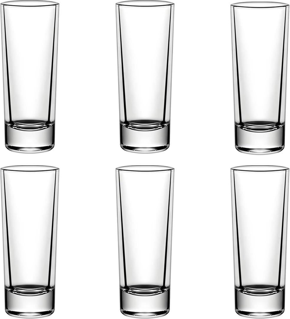 2 Ounce Shot Glasses Heavy Base, Small Liquor and Spirit Glasses, Durable Bar Glasses For Alcohol and Espresso Shots, Shooter Glass Set 2oz / 60ml (6-clear)