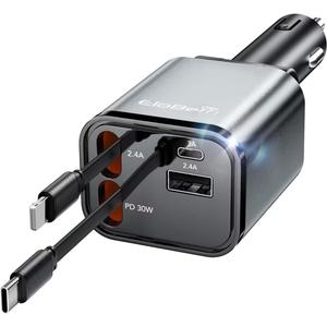 Retractable Car Charger for iPhone 17,4 in 1 Fast Charging Car Phone Charger,69W USB C Car Truck Accessories,Road Trip Essentials Gift for Men Women RV Power Adapter for iPhone 17/16/15/14,Galaxy S26