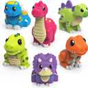 Tub Works Dinosaur Mold Free Bath Toys, 6 Pack | Sealed, No Hole Bath Toys Design Keeps Moisture Out | Soft, Squeezable & Float on Water | Easy-Grip Baby & Toddler Bath Toy Set | Great Baby Pool Toys
