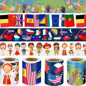 Yexiya 4 Rolls 131 ft Diversity Bulletin Board Borders All are Welcome Classroom Border Trim for Around The World Party Multi-Cultural Decor for International Party