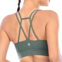RUNNING GIRL Sports Bras for Women,Padded Sports Bra Tank Top Sexy Crisscross Back High Impact Longline Workout Yoga Bra (Green, S)
