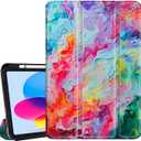 Hi Space for iPad 10th Generation Case 10.9 inch 2022 with Pencil Holder, Paint Pigment Graffiti Doodle Art Trifold Protective Shockproof Cover foriPad 10th Gen Auto Sleep Wake for A2757 A2777