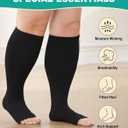 Plus Size Compression Socks: 2 Pairs Wide Calf Compression Toeless Stockings for Men Women - Open Toe 20-30 mmHg Compression Hose Support for Travel Nurses L/XL Size