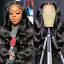IWISH 13X6 Body Wave Lace Front Wigs Human Hair T Part Glueless Wigs Human Hair Wigs Pre Plucked Per Cut 220% Density Natural Black Wig Body Wave Lace Front Wigs Human Hair Wigs For Black Women