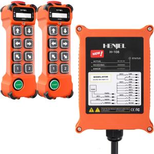 Wireless Crane Remote Control 8 Channel Button Industrial Radio Overhead Bridge Hoist Crane Controller 2 Transmitters and Receiver H108 12-65V