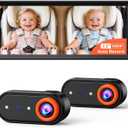 Luckview BM5 MAX 1080P Dual Baby Car Camera with Recording, 7.2" Split Monitor for 2 Kids, Dual Car Camera Baby Monitor with Auto Night Vision, Easy Installation Carseat Camera for Baby