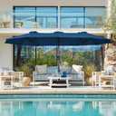 SUPERJARE 13FT Outdoor Umbrella for Patio, Double sided Pool Umbrellas with Fade Resistant Canopy, Large Table Umbrella for Deck, Market, Backyard - Navy Blue(No Base)