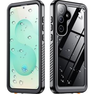 SPIDERCASE Only Designed for Samsung Galaxy S25 Plus Case Waterproof,Built-in Screen & Camera Lens Protector[IP68 Underwater] [Military Grade Shockproof] Full Body Protection Phone Case,Black/Clear