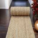 Shatex Kitchen Runner Rug 2'x10' Jute Hallway Rug Bedroom Ailse Runner Rugs, Reversible Natural Burlap