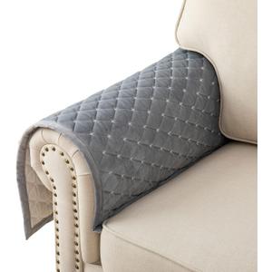 Eismodra Armrest Covers,Couch Cover,Sofa Cover,Backrest Covers,Anti-Slip Armchair Slipcovers for Dogs Cats Pet Loveseat Recliner Leather L Shaped,Light Gray 28 x 28 Inches (Only 1 Piece)