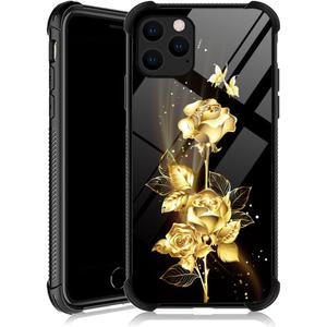DJSOK Compatible with Case for iPhone 13 Pro Max, Golden Butterfly Rose Flower iPhone 13 Pro Max Cases for Women Girls,Design Pattern Back Bumper Anti Scratch Soft TPU Caver, 6.7 inch
