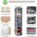 Large-Sized Hanging Shoe Organizer 8-Shelf, Hanging Closet Organizer with 8 Side Pockets, Wider Hanging Shelves for Storage Shoes Clothes 9" W x 11.8" D x 48" H, Grey