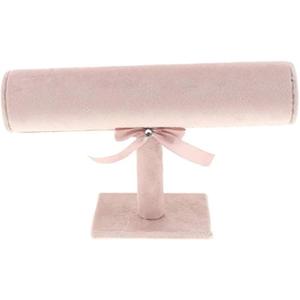 Jewellery Display Holder T Bar Velvet Black Jewellery Display Stand Showcase Organizer for Bracelets, Watches, Necklaces, Decorative Chains - Pink