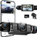 360°View 4 Channel Dash Cam, 4K+1080P Front and Rear Inside Left Right, Dash Camera for Cars, Built-in G-Sensor, IR Night Vision, 24H Parking Mode, 64GB SD Card, Loop Recording, APP Control