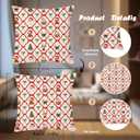 Red Green Christmas Santa Pillow Covers 18x18 Double-Sided, Christmas Bedroom Decor, Coquette Xmas Tree Reindeer Candy Cane Decorative Throw Pillow Cover for Girls Room Dorm Apartment Decor (Color-3)