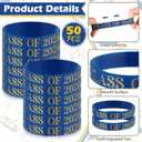 WinnerWhy 50 Pcs Class of 2026 Wristbands Graduation Bracelets 2026 Prom Silicone Grad Wristbands Celebrating Rubber Bracelets Graduation Gift for Even Party Favors Supply(Blue)