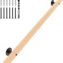 4 FT Wood Handrails for Indoor Stairs, Wall-Mounted Staircase Handrails for Indoor Outdoor Stairs, Non-Slip Stair Railing Indoor for Kids, Elderly, Pregnant Women, Disabled