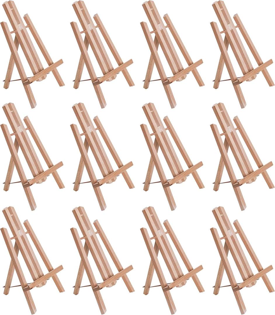 U.S. Art Supply 11" Small Tabletop Display Easel - Beechwood Artist A-Frame Display Stand, Wooden Easel for Painting, Canvas Stand, (Pack of 12) Classrooms Events Photo Picture Sign Holder