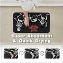 Halloween Bath Mat, Thin Halloween Bathroom Rug Non Slip Quick Dry Skeleton Bath Mat Fits Under Door Thin Floor Mat Halloween Decor, 17''x30'', Skull Treat or Trick Black (1'5" x 2'6" (Rectangular))
