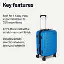 Amazon Basics 21" Hardside Carry-On Luggage with Expandable Space, Scratch-Resistant Surface, Telescoping Handle, Four Multi-directional Wheels, Light Blue