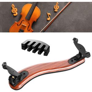 Violin Shoulder Rest for 1/2 Size, [Imitation Wood Grain] Violin Shoulder Rest with Comfortable Foam Pad & Height Adjustable Feet