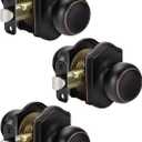 goldenwarm Oil Rubbed Bronze Closet Door Knobs Interior No Lock, Passage Door Knobs Hallway, Bronze Door Knob Without Lock 3 Pack