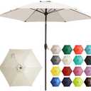 Ayge 7.5FT Large Outdoor Patio Umbrella Market Table Umbrella-UV Resistant, Easy Push Button Tilt and Crank, 6 Sturdy Fiberglass Ribs Heavy-Duty Pool Umbrella for Deck, Backyard,Garden, Yard, Beige