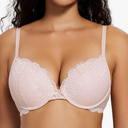 Deyllo Women’s Push Up Lace Bra Comfort Padded Underwire Bra Lift Up Add One Cup  36A