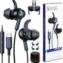 USB C Earbuds Wired Headphones with Secure Wingtip,4.9FT Noise Canceling USB Type C Earphone,In Ear Buds Head Phones for iPhone 17 Pro Max Air 16e 16 15,HiFi Stereo Headset for iPad A16 Galaxy S25 A17