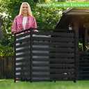 Outdoor Privacy Fence Screen 1 Panel, 54.5" H × 39.4" W Metal Air Conditioner Fence, No-Dig Pool Equipment Enclosure with Metal Stake, AC Unit Cover, Trash Bin Hider for Garden&Backyard, Black