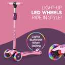Dribbl 3-Wheel Kids Scooter - Lean-to-Steer Technology, Adjustable Height Handlebar, Wide Deck, Scooter for Boys & Girls Ages 3+, Child Safety Approved, Support Riders Up to 165 lbs, Purple and Pink