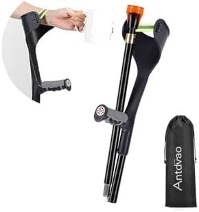 Antdvao Forearm Crutch for Adults(x1 Unit), Forearm Crutch with Cuffs, Anti-Drop, Crutch for Walking, Forearm Crutch Lightweight Adjustable, Aluminum Forearm Crutch, Black Crutch (Single Black)