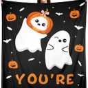 Boo Basket Stuffers for Women Adults, Boo Basket Ideas, Halloween Throw Blanket for Women Men, Gothic Horror Scream Blanket, Ghosts Reading Books Blankets, Fall Blankets for Couch Bed 50"X60"