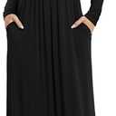 VIISHOW Women's Long Sleeve Loose Plain Maxi Dresses Casual Long Dresses with Pockets (Black,3X-Large)