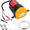 Oil Change Pump Extractor, 60W 12V Oil Diesel Fluid Pump Extractor Scavenge Suction Transfer Pump with Hose, Pump Oil Quick Changer for Boat, Car, Speedboat, Motorcycle (Yellow)