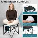 FUNDANGO Oversized Camping Stool for Adults, Thick Padded 18.1 Inch Folding Ottoman Foot Rest, 440 Lbs Heavy Duty Outdoor Camp Chairs with Anti-Slip Foots & Carry Bag for Fishing Lawn Travel (Black)