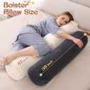 1 MIDDLE ONE Body Pillow for Adults, Long Bolster Pillow for Bed, Decorative Round Roll Hug Pillow with Corduroy Cover (Off-White, 47x7.87 inch)