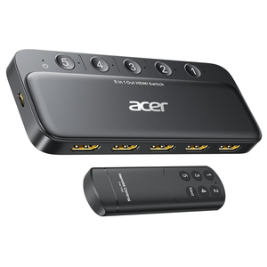 acer HDMI Switch 5 in 1 Out [4K@60Hz, HDMI 2.0, HDCP 2.3, HDR] Switcher with Remote, Supports DTS, Dolby, Work for PS5/Xbox/Switch/Roku/TV Stick/Projector