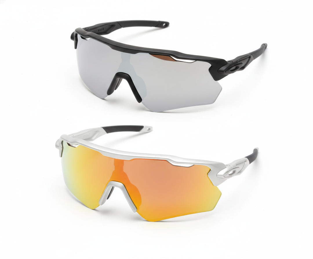 QALLY Polarized Sports Sunglasses for Men, UV400 Protection Mens Sunglasses Wrap Around Sun Glasses for Cycling Running (A01-grey/Drak Blue/Red)