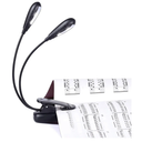 Rechargeable Music Stand Light, Clip on Reading Light, 8 LED Book Lamp, 3-Level Brightness for Eye Protection, Perfect for Piano, Orchestra, Bookworms, Craft (White & Warm, Dual Arm)