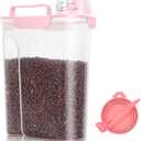 Pet Dog Cat Food Storage Container 5 to 7 lbs with Can Cover and Mixing Spoon, Airtight Pet Food Storage Dispenser with Large Spout & Measuring Cup for Kibble Dog Treat Bird Seed Container -Pink